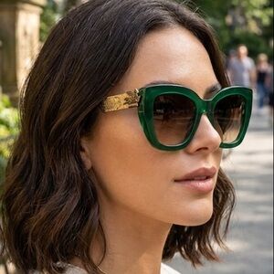 New! Etro ETRO0039/G/S 01EDHA Elegant Green Butterfly Sunglasses, Authentic